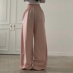 비어 사이드스냅 비죠 버튼 롱와이드 트레이닝 추리닝 밴딩팬츠 9color 연핑크