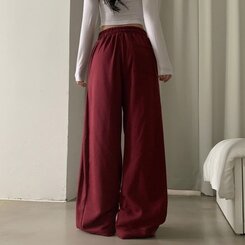 비어 사이드스냅 비죠 버튼 롱와이드 트레이닝 추리닝 밴딩팬츠 9color 레드와인