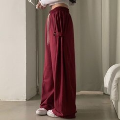 비어 사이드스냅 비죠 버튼 롱와이드 트레이닝 추리닝 밴딩팬츠 9color 레드와인