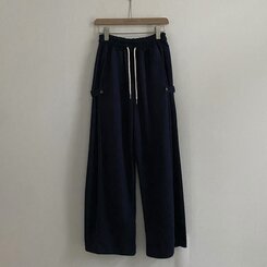 비어 사이드스냅 비죠 버튼 롱와이드 트레이닝 추리닝 밴딩팬츠 9color