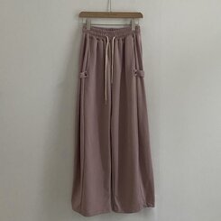 비어 사이드스냅 비죠 버튼 롱와이드 트레이닝 추리닝 밴딩팬츠 9color