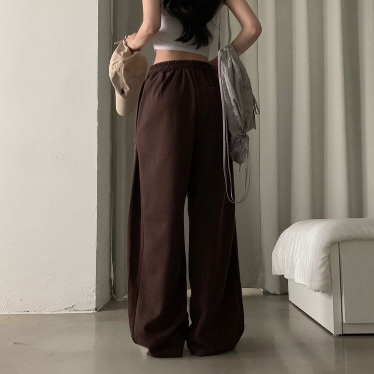비어 사이드스냅 비죠 버튼 롱와이드 트레이닝 추리닝 밴딩팬츠 9color 브라운