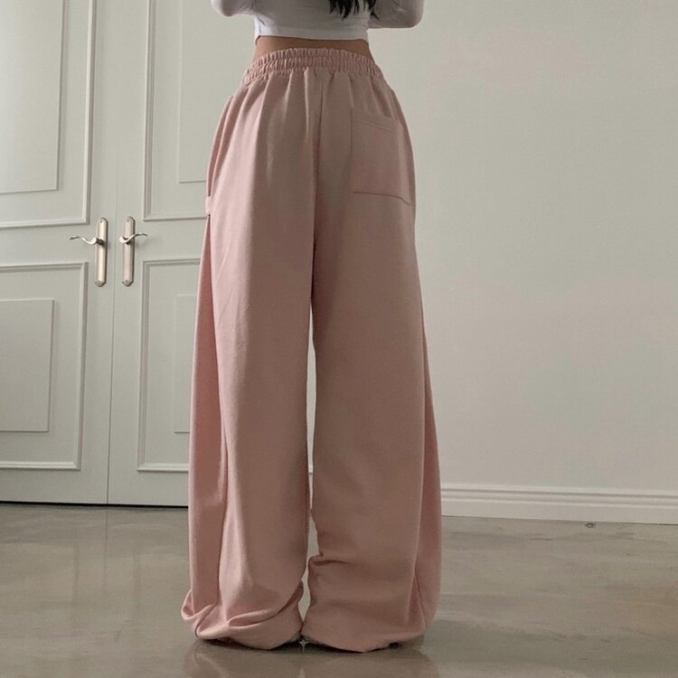 비어 사이드스냅 비죠 버튼 롱와이드 트레이닝 추리닝 밴딩팬츠 9color 연핑크