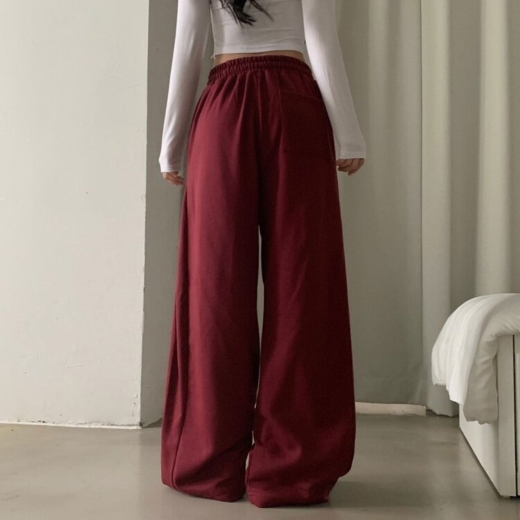 비어 사이드스냅 비죠 버튼 롱와이드 트레이닝 추리닝 밴딩팬츠 9color 레드와인