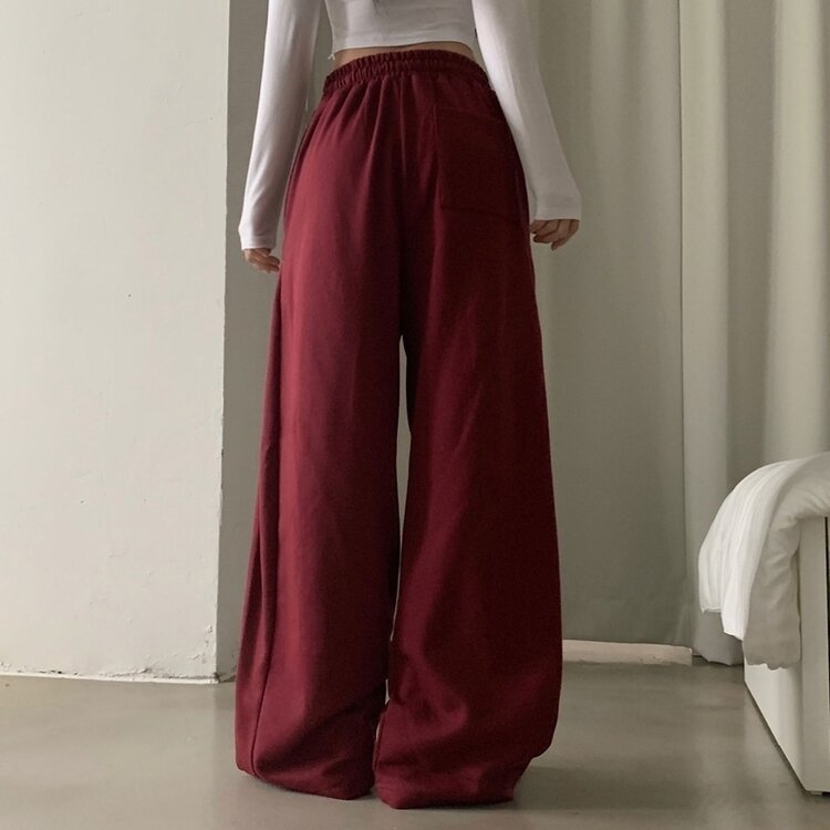 비어 사이드스냅 비죠 버튼 롱와이드 트레이닝 추리닝 밴딩팬츠 9color 레드와인