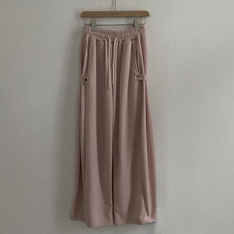 비어 사이드스냅 비죠 버튼 롱와이드 트레이닝 추리닝 밴딩팬츠 9color