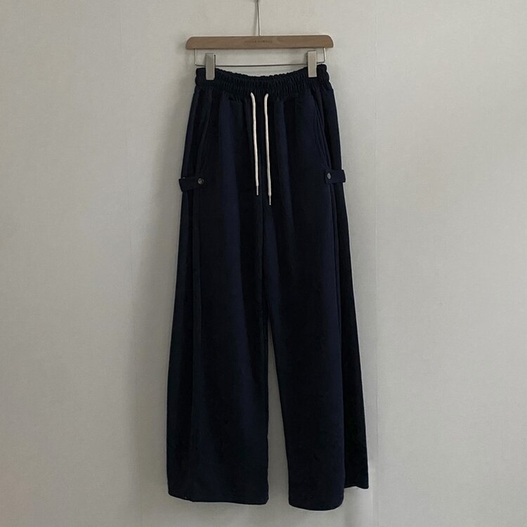 비어 사이드스냅 비죠 버튼 롱와이드 트레이닝 추리닝 밴딩팬츠 9color