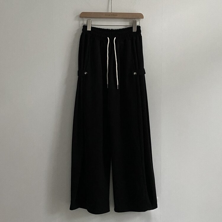 비어 사이드스냅 비죠 버튼 롱와이드 트레이닝 추리닝 밴딩팬츠 9color