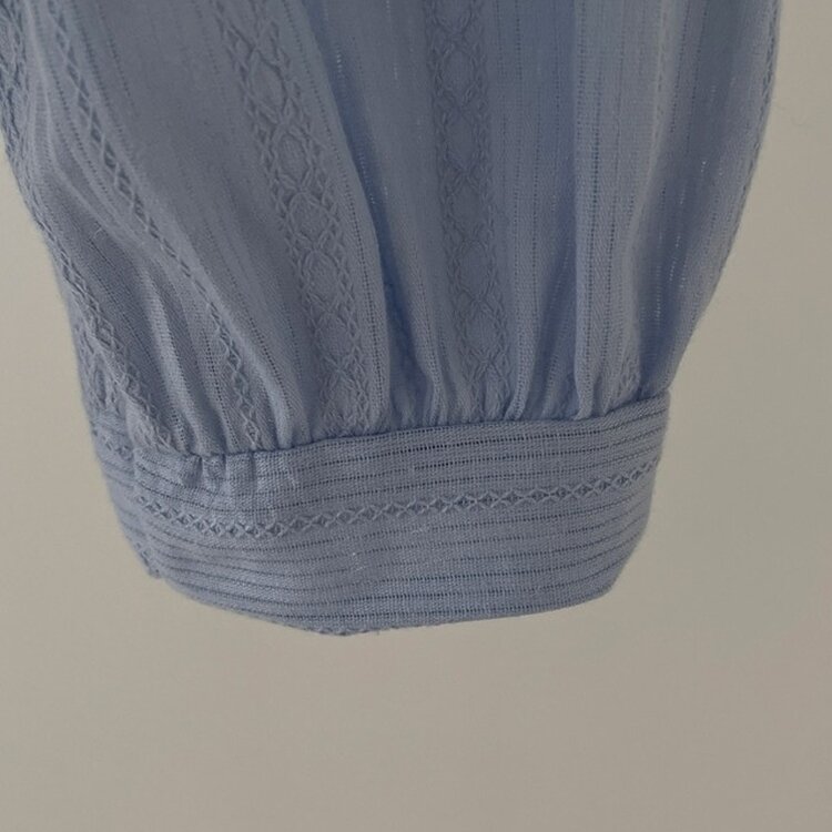 솜솜 펀칭 레이스 머플러 초커 타이 퍼프 블라우스 투피스 세트