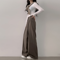 【SHORT/BASIC/LONG 丈別】バンディングツーピンタックワイドスラックス BROWN