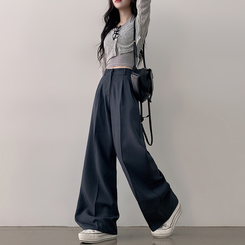 【SHORT/BASIC/LONG 丈別】バンディングツーピンタックワイドスラックス CHARCOAL