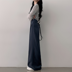 【SHORT/BASIC/LONG 丈別】バンディングツーピンタックワイドスラックス CHARCOAL