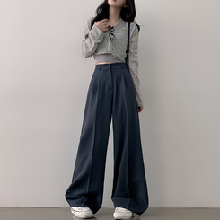 【SHORT/BASIC/LONG 丈別】バンディングツーピンタックワイドスラックス CHARCOAL