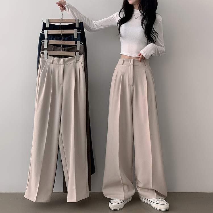 【SHORT/BASIC/LONG 丈別】バンディングツーピンタックワイドスラックス BEIGE