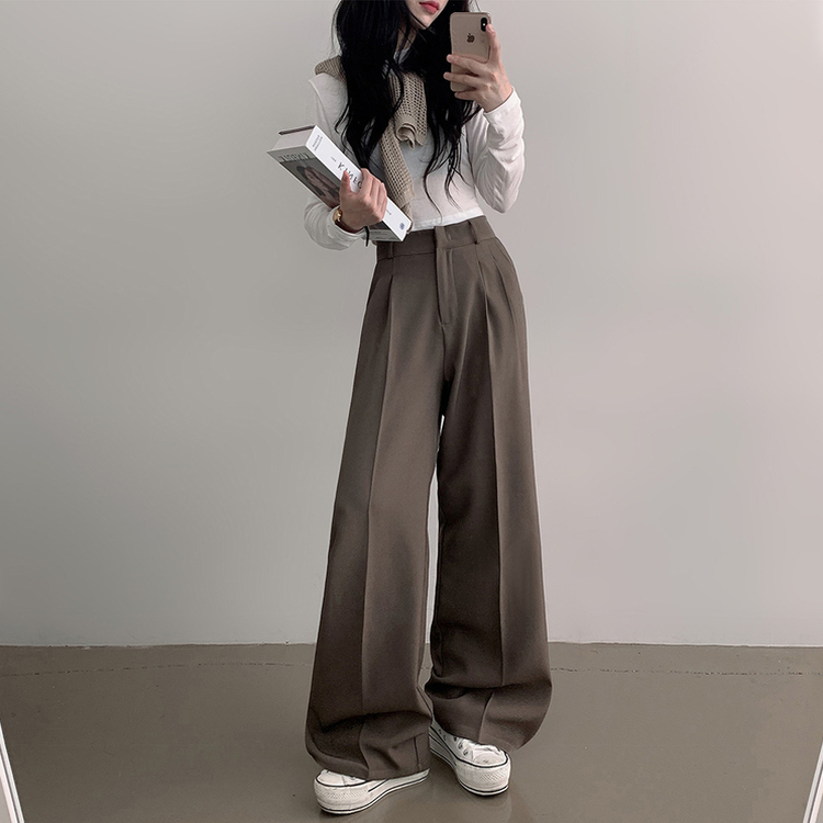 【SHORT/BASIC/LONG 丈別】バンディングツーピンタックワイドスラックス BROWN