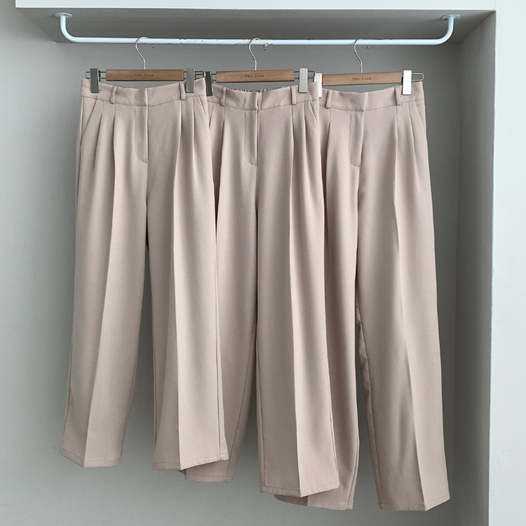 【SHORT/BASIC/LONG 丈別】バンディングツーピンタックワイドスラックス