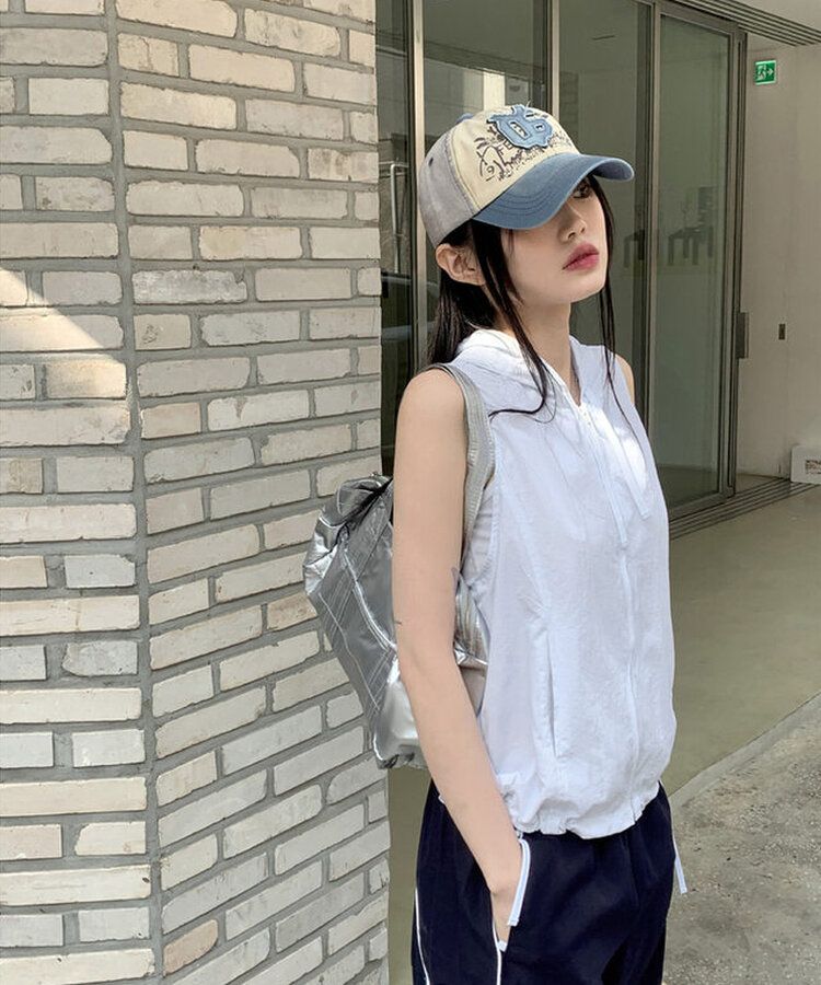 ウォッシング刺繍パッチバイカラーボールキャップ帽子 BLUE DENIM