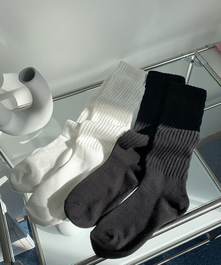 크리미 니트 주름 워머 삭스 양말