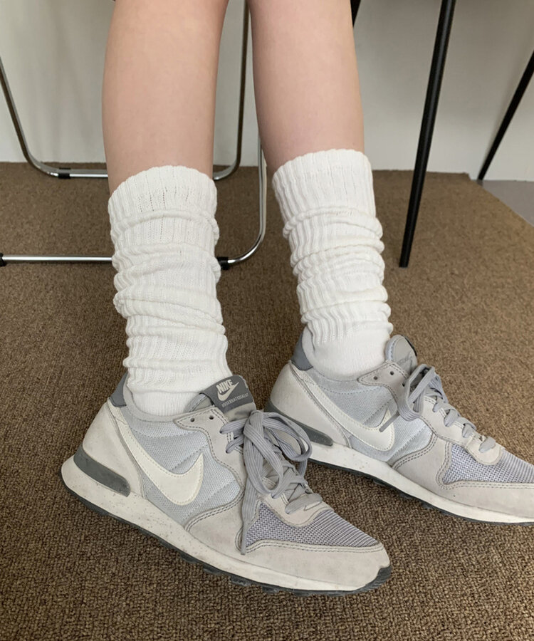 크리미 니트 주름 워머 삭스 양말 아이보리