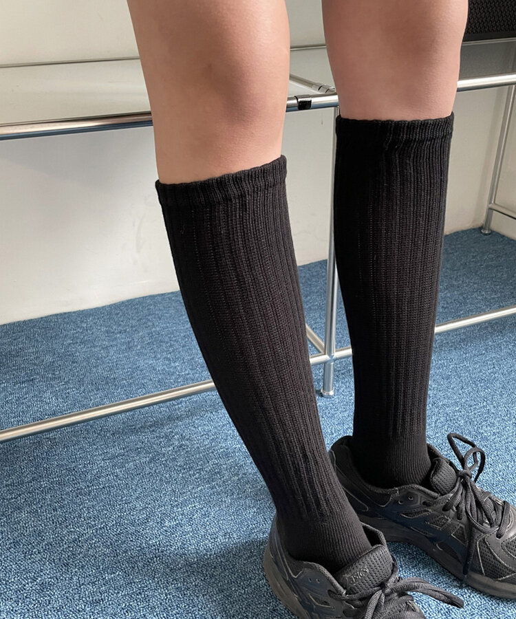 크리미 니트 주름 워머 삭스 양말 블랙