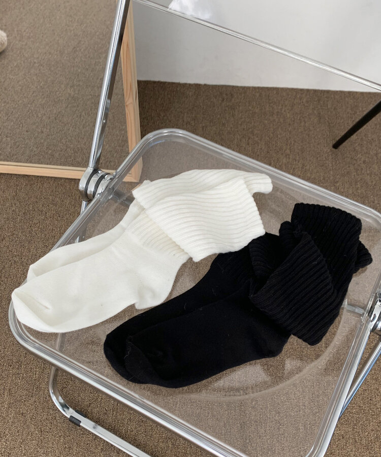 크리미 니트 주름 워머 삭스 양말