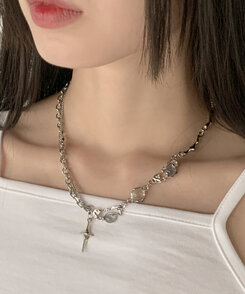スメットビーズチェーンシルバーネックレス SILVER