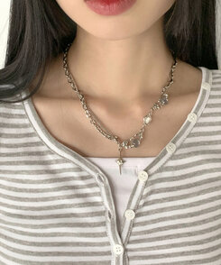 スメットビーズチェーンシルバーネックレス SILVER