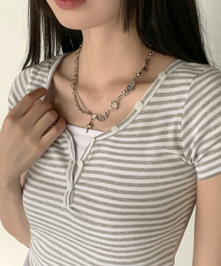 スメットビーズチェーンシルバーネックレス SILVER