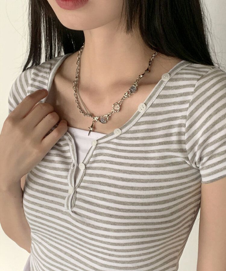 スメットビーズチェーンシルバーネックレス SILVER