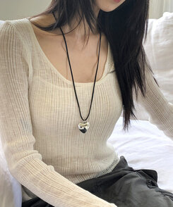 ジュエリー シルバーボールドハートストラップネックレス SILVER