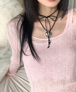 ジュエリー シルバーボールドハートストラップネックレス SILVER
