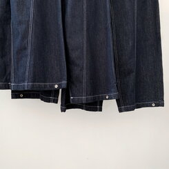 【SHORT/BASIC/LONG 丈別】ステッチコットンスナップボタンワイドデニムパンツ