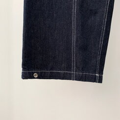 【SHORT/BASIC/LONG 丈別】ステッチコットンスナップボタンワイドデニムパンツ