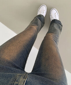 【SHORT/BASIC/LONG 丈別】ツーボタンビンテージブーツカットスパンデニムパンツ5色 VINTAGE RED