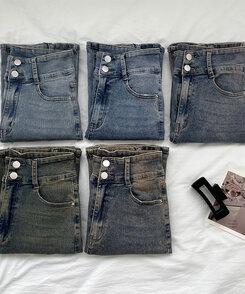 【SHORT/BASIC/LONG 丈別】ツーボタンビンテージブーツカットスパンデニムパンツ5色