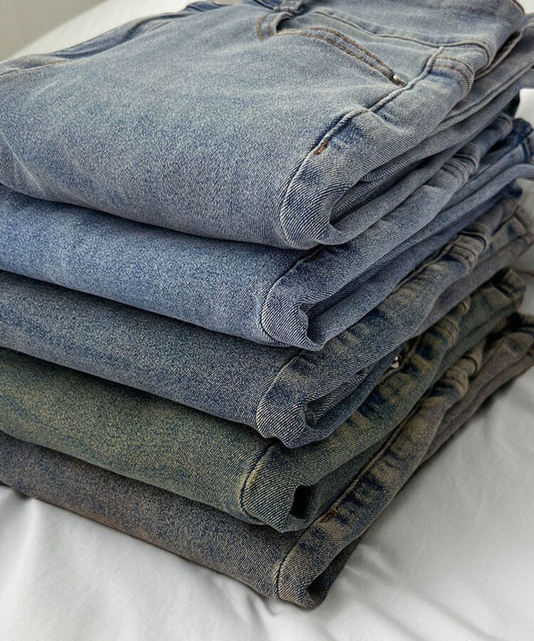 【SHORT/BASIC/LONG 丈別】ツーボタンビンテージブーツカットスパンデニムパンツ5色