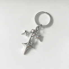ファッション雑貨 スパークシルバーレイヤードバッグキーリング SILVER