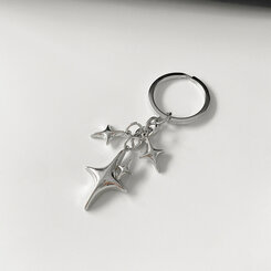 ファッション雑貨 スパークシルバーレイヤードバッグキーリング SILVER