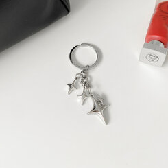 ファッション雑貨 スパークシルバーレイヤードバッグキーリング SILVER