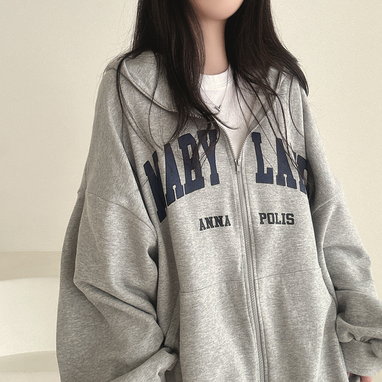 ランドレタリングオーバーフィットフードジップアップ｜フード