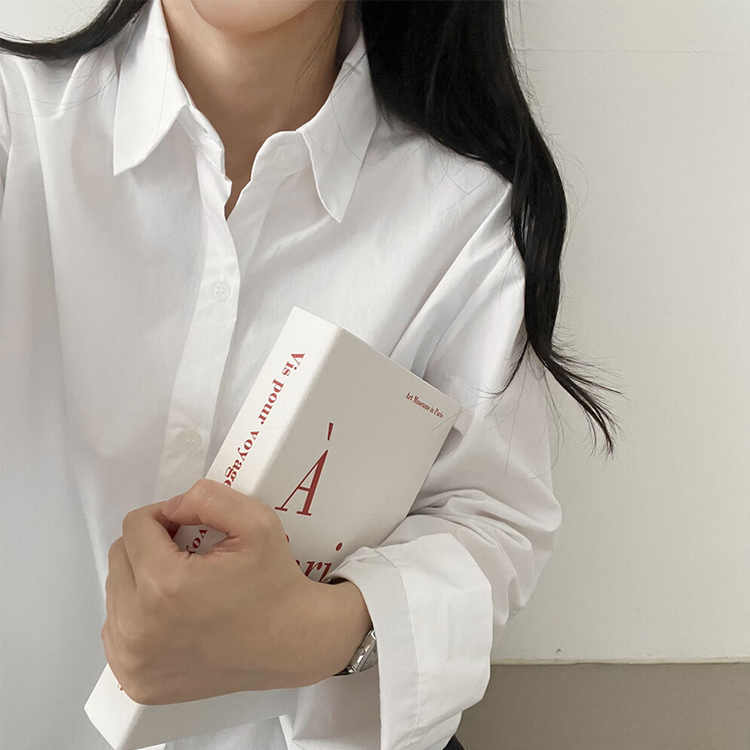 루즈 코튼 크롭셔츠 아이보리