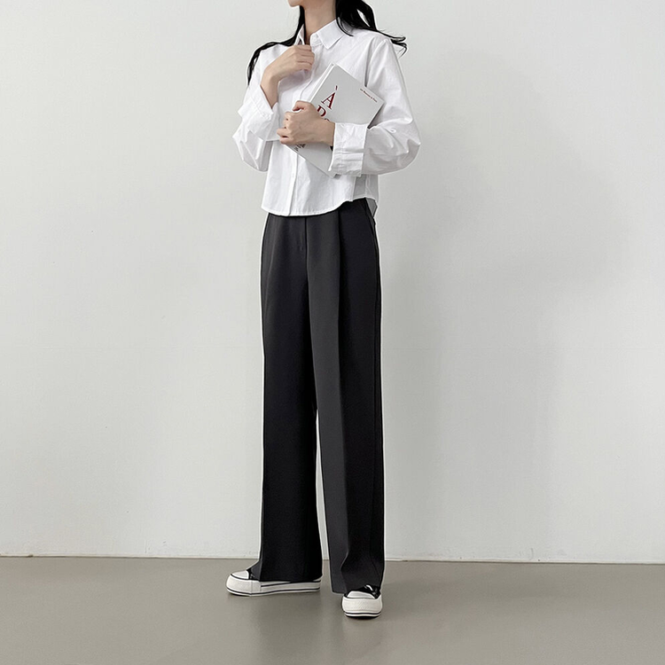 루즈 코튼 크롭셔츠 아이보리