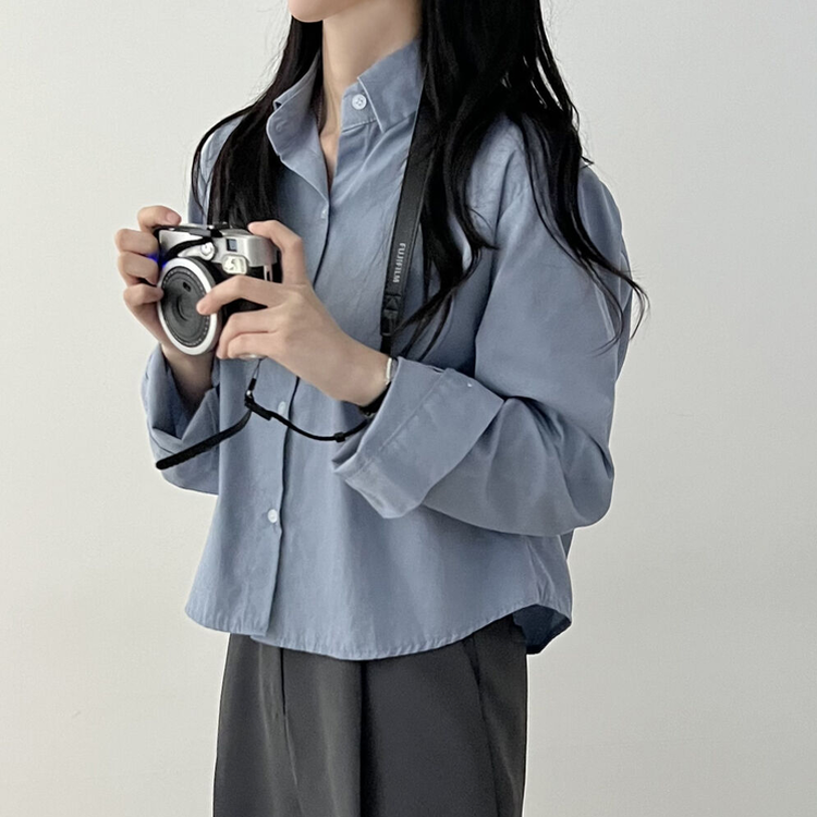 루즈 코튼 크롭셔츠 소라