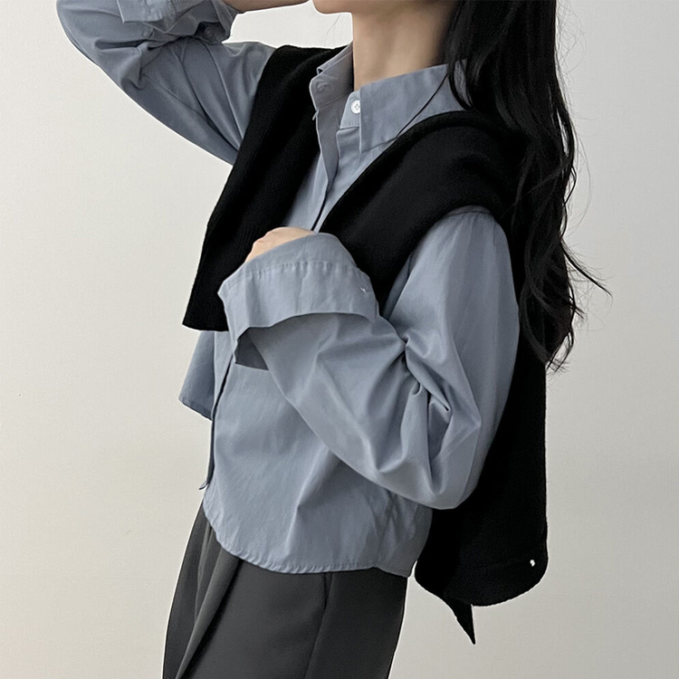 루즈 코튼 크롭셔츠 소라