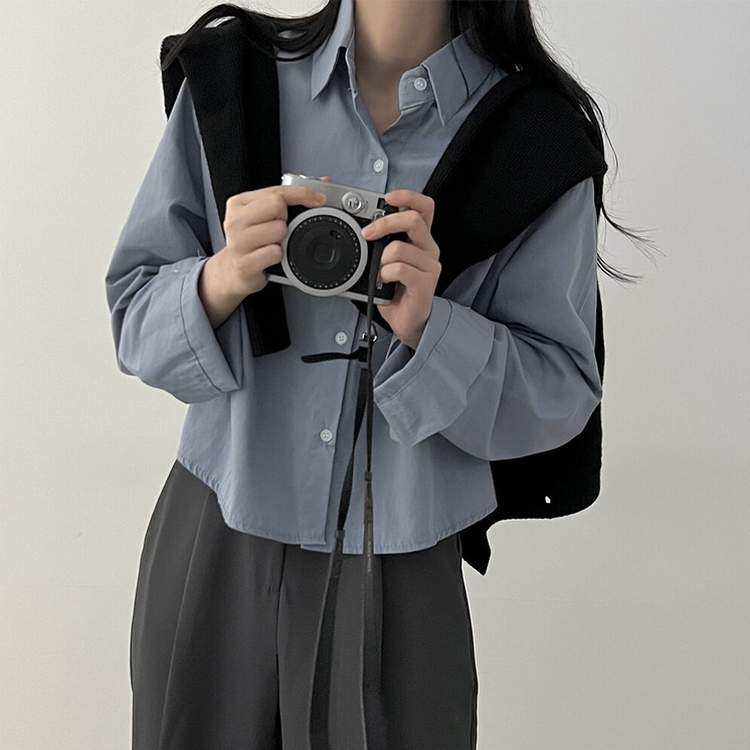 루즈 코튼 크롭셔츠 소라