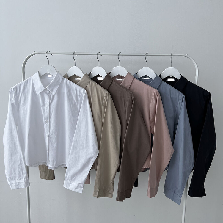 루즈 코튼 크롭셔츠