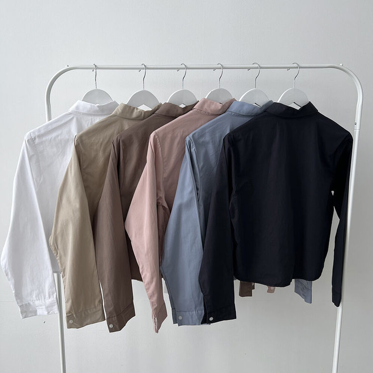 루즈 코튼 크롭셔츠