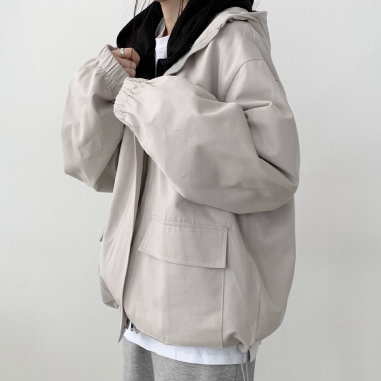 왕박시 오버핏 후드점퍼 바람막이 숏야상