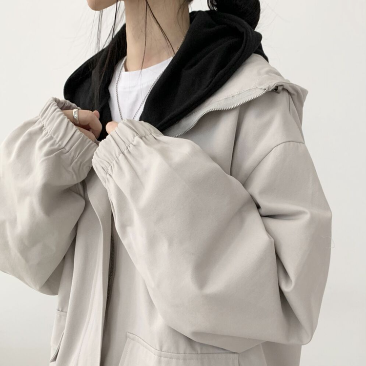 왕박시 오버핏 후드점퍼 바람막이 숏야상