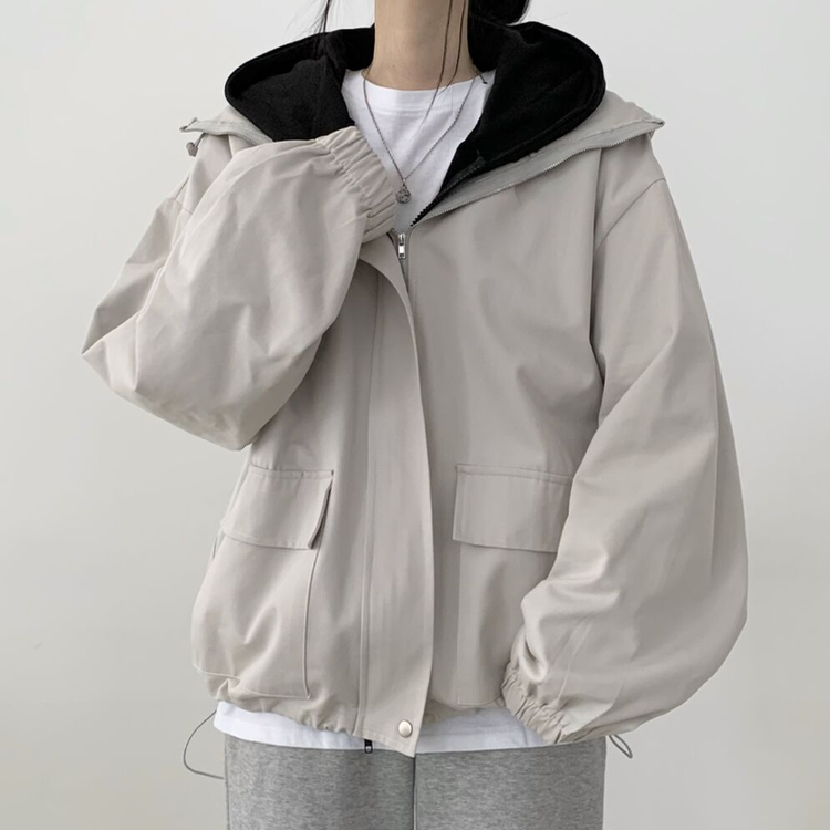 왕박시 오버핏 후드점퍼 바람막이 숏야상